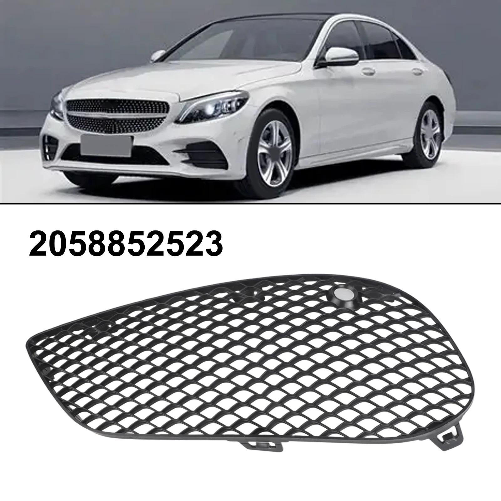 Left Fog Light Mesh Front Bumper Grille Bumper Replacement Black ABS Material Non-deformable Quick Installation