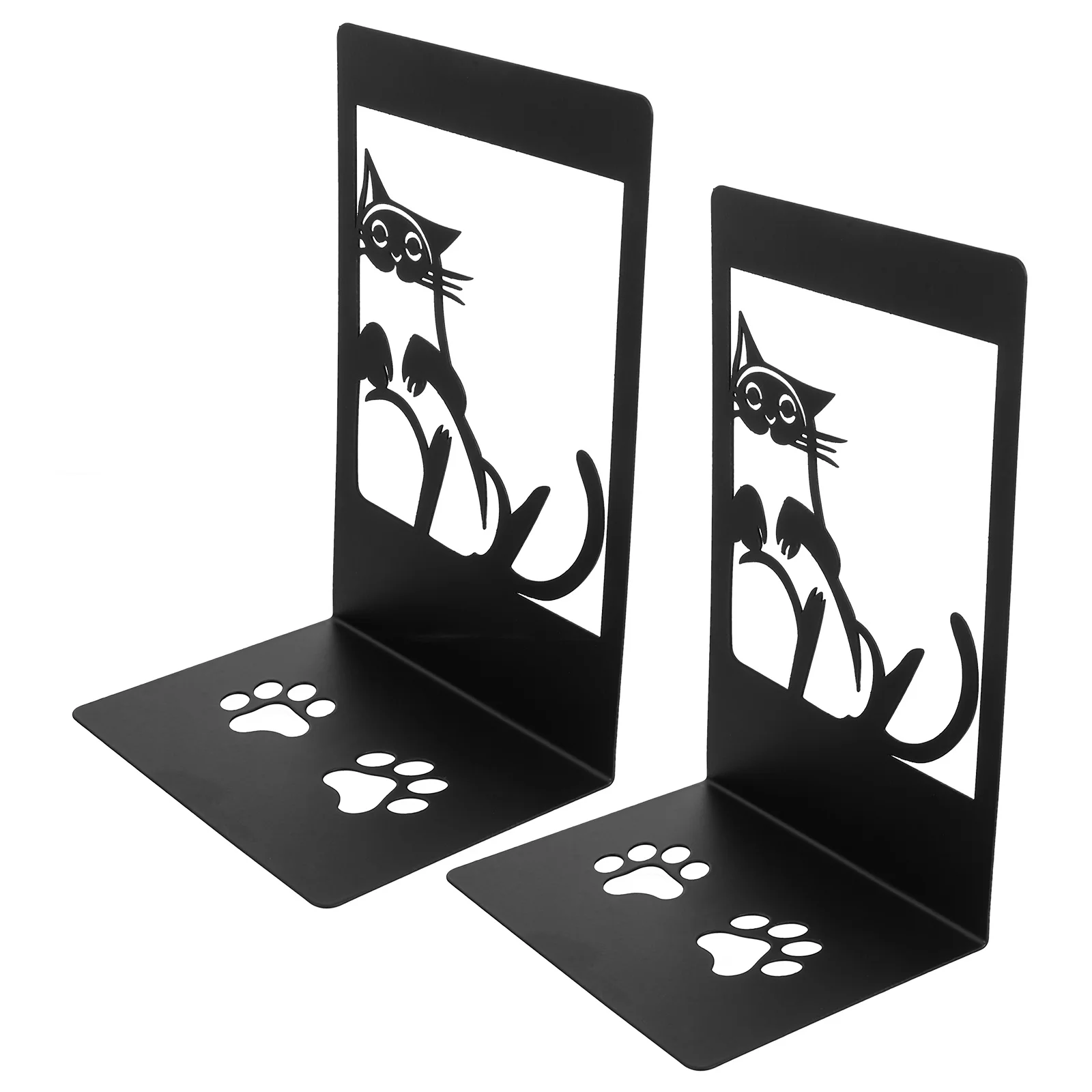 2Pcs Metal Iron Cat Bookends Decorative Bookends for Office Shelves Holder Heavy Duty Study Book Stoppers
