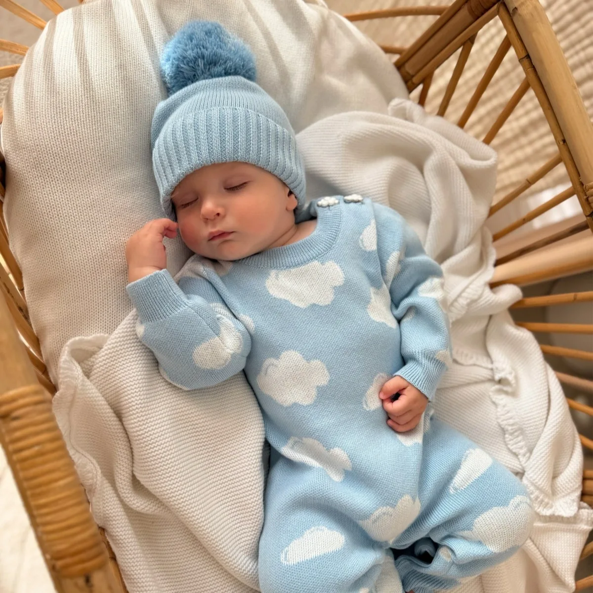 2026 Winter New Baby Long Sleeve Knitted Romper + Hat Infant Boy Girl Cute Cartoon Sweater Jumpsuit Toddler Warm Clothes 0-24M