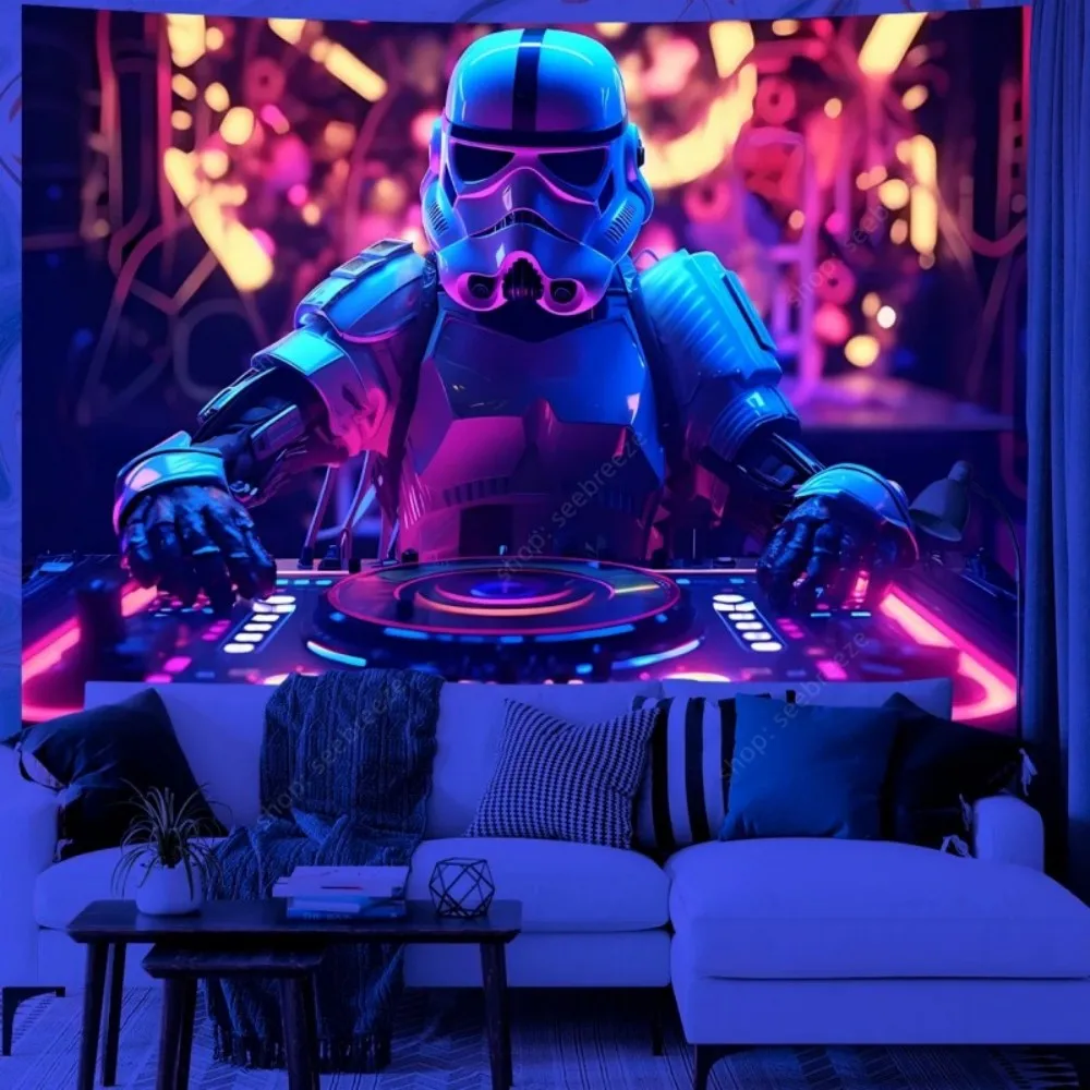 VIKAMA Cyberpunk Neon Tapestry Living Room Bedroom Gaming Room Wall Cool Decorative Tapestry Room Decoration