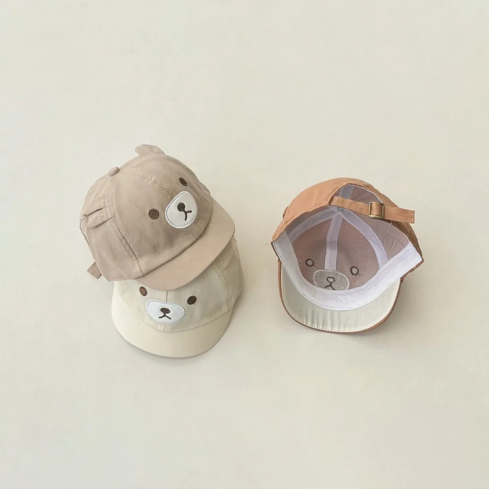 New With Ears Baby Hat Cartoon Bear Adjustable Baseball Cap Cotton Short Brimmed Cap Toddler Girls Boys