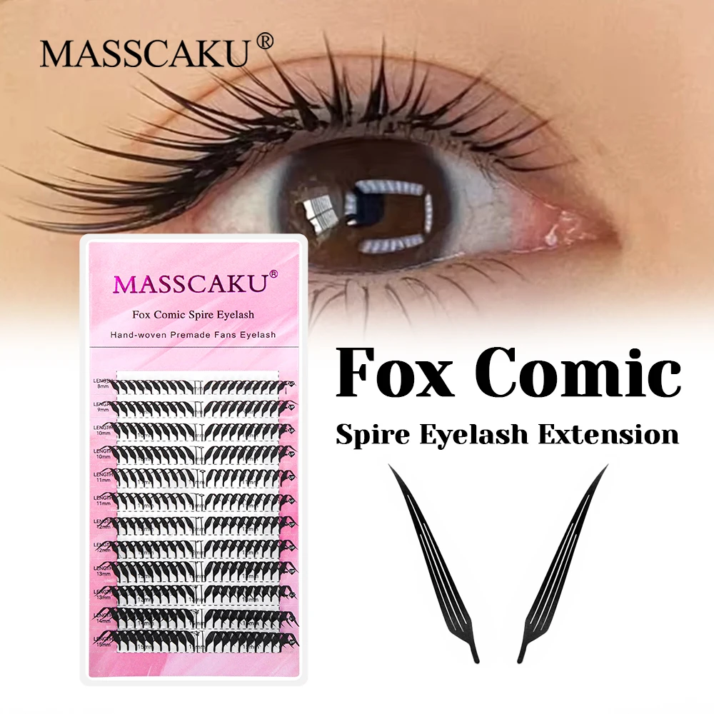 

High Quality Fox Comic Spire Eyelash Extension C D Curl 8-15mm Mix Lash Natural Long Lasting Premade Volume Lashes from MASSKACU