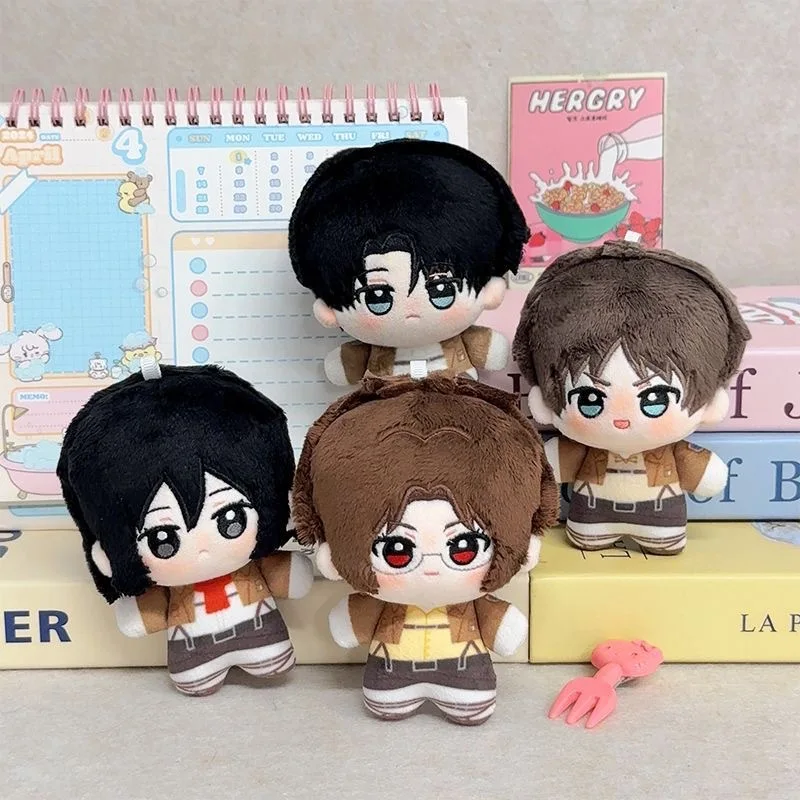 2026 new 10cm Attack on Titan Plush  Eren Mikasa Levi Anime Mini  Cute Backpack Pendant Decoration Boys Girls Gift