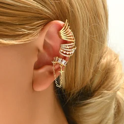 ZHONGVI Exquisite Gold Color Geometric Design Ear Clip Earrings for Women Non Piercing Fake Piercing Ear Cuff Earrings Jewelry