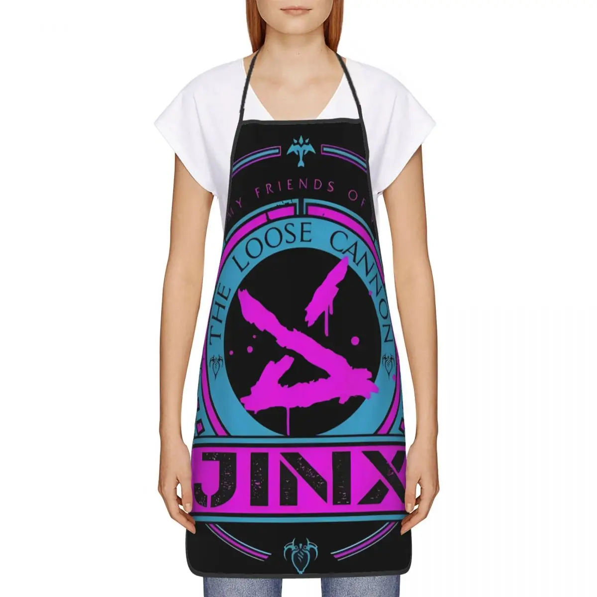 Jinx Arcane Kitchen Cuisine Aprons Sleeveless League Battle Game Legends Pinafores for Men Women Chef Restaurant