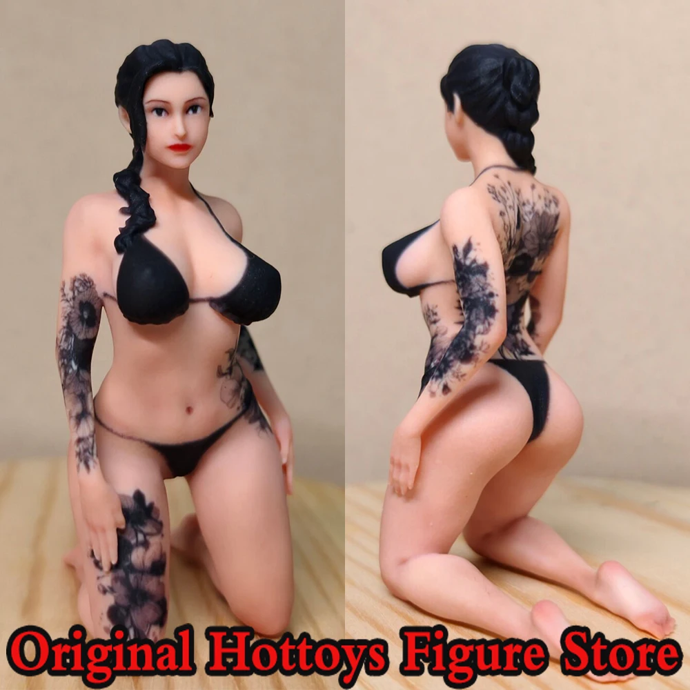 1/18 Scale Female Soldier Kneeling Tattoo Beauty Mini Realistic Sculpture Full Set About 7.5cm Action Figure Model Gifts