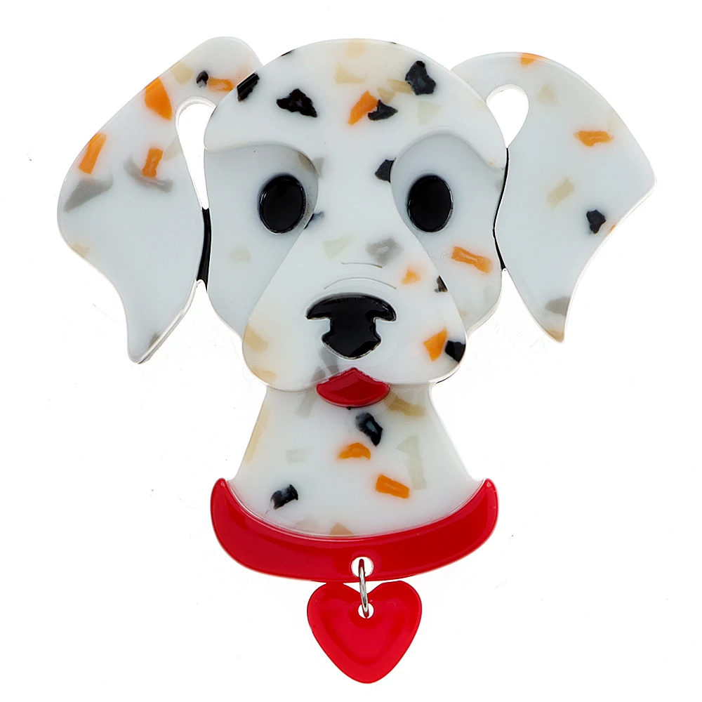 Handmade Acrylic Cute Dalmatians Brooches for Women Girl Designer Wearing Collar Dog Puppy Backpack Pin Accessories Gifts