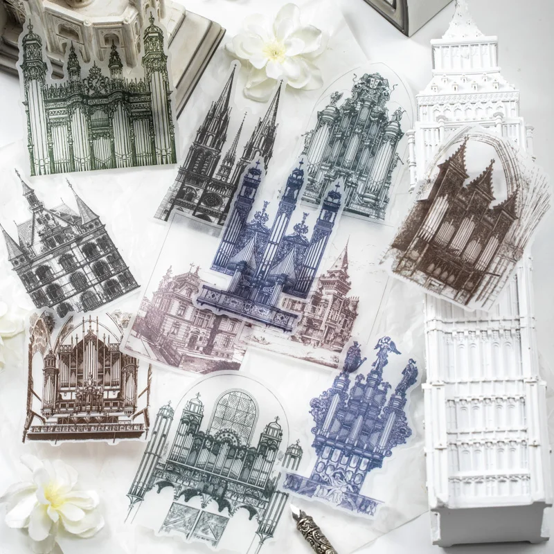 Yoofun 10pcs/lot Memo Pads Material Paper Medieval Castle Journal Scrapbooking Paper Card Planner Background Decoration Paper