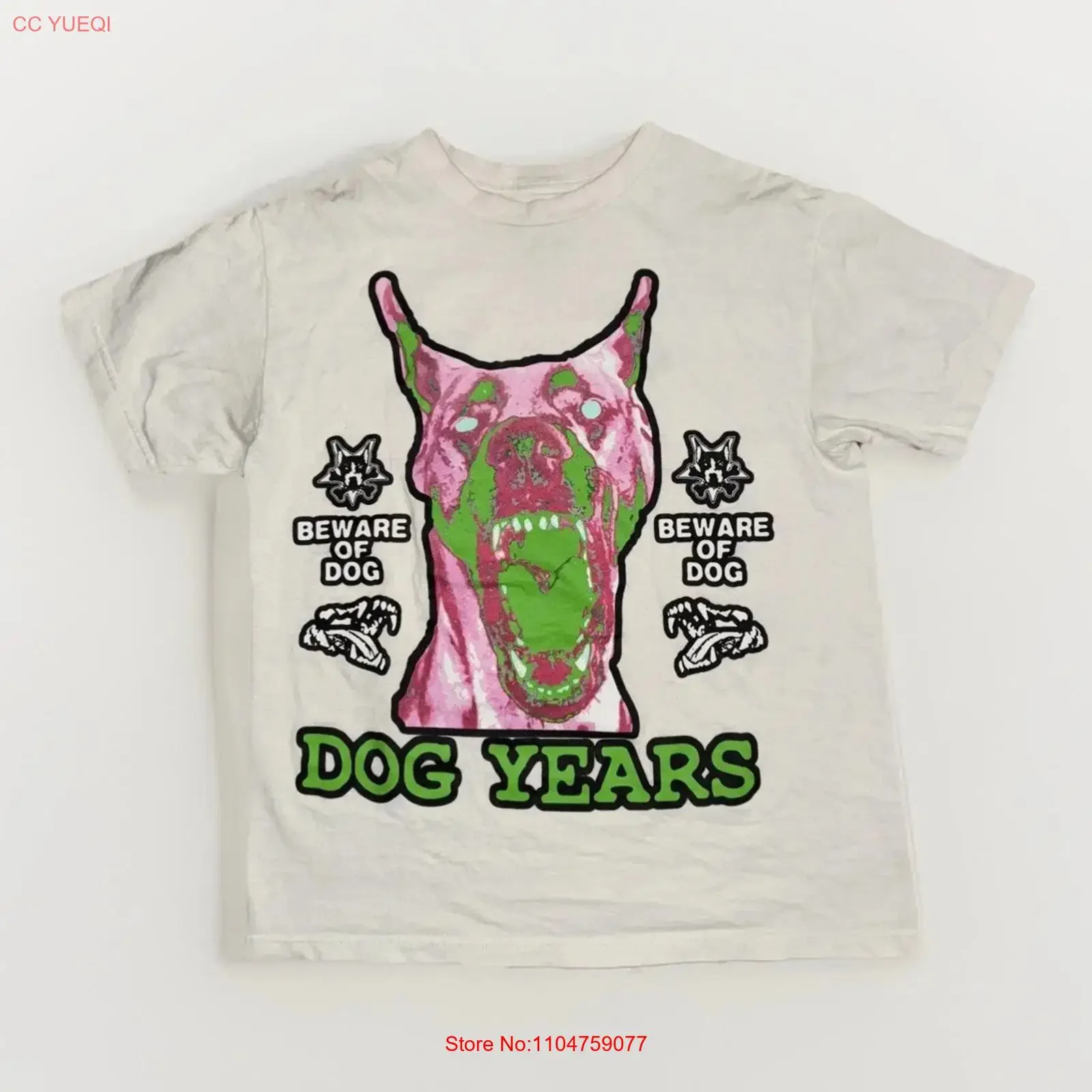 Camiseta City Morgue Dog Years Blanca Talla Mediana 19x24 Estilo Streetwear Vintage Lavada Versátil Para Uso Diario Elástica