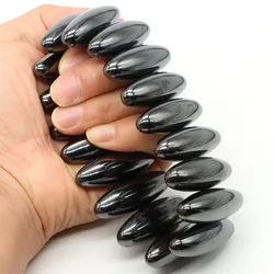 Natural Hematite Magnetic Rugby Ball Tumbled Stones Therapy Health Care Oval Magnet Beads Healing Energy Gemstone Board Game Toy