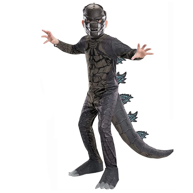 Goldzilla Cosplay Costumes avec masque pour enfants, combinaison de dinosaure, cadeau d'anniversaire pour enfants, robe de jeu, costume de fête d'Halloween