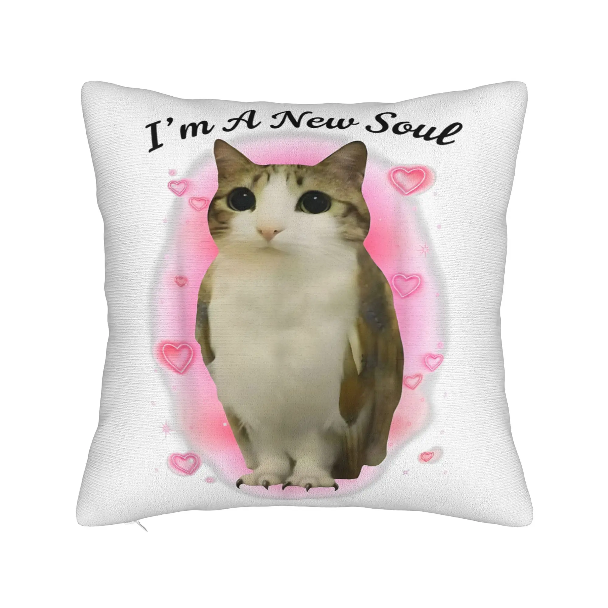 I'm A New Soul Meowl Cat Owl Meme Pillowcase Soft Cushion Cover Decorative  Pillow Case Cover Bedroom Wholesale