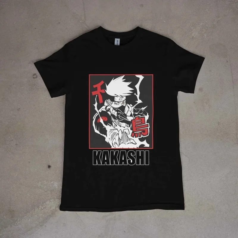 Summer Anime Naruto Kakashi T-Shirt for Kids Men Women, Manga Style Casual Short Sleeve Cotton Tee, Japanese Streetwear Top