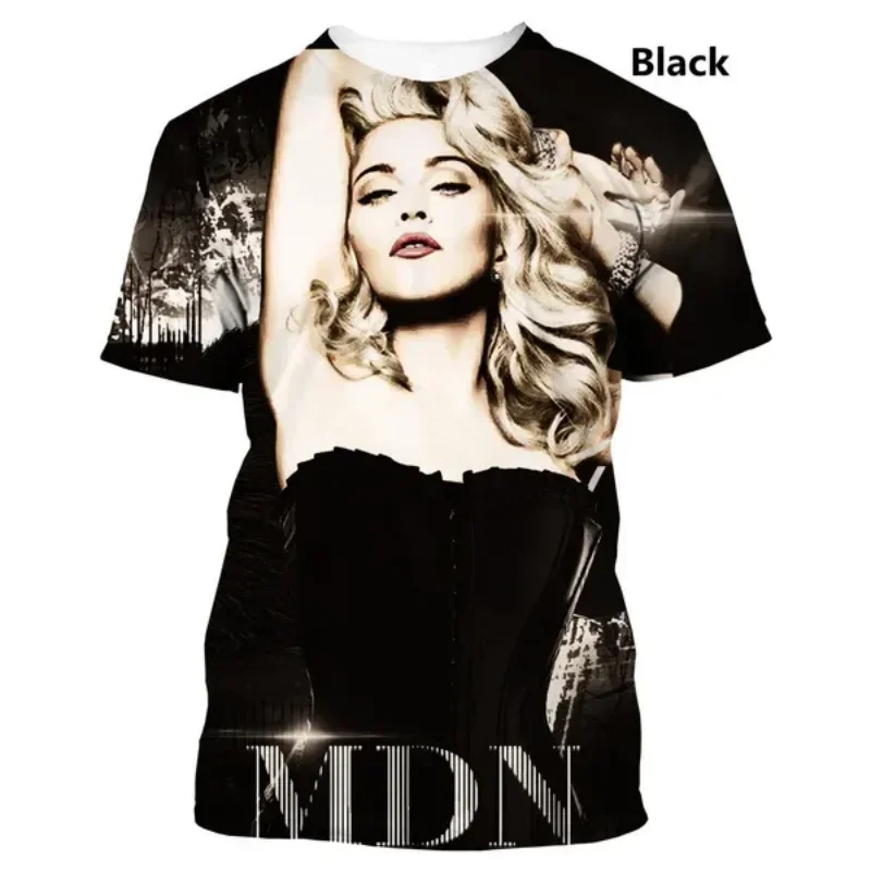 2023 Summer New Fashion Men's and Women's Clothing Pop Singer Songwriter Actress Madonna Casual Short-sleeved T-shirt Tops