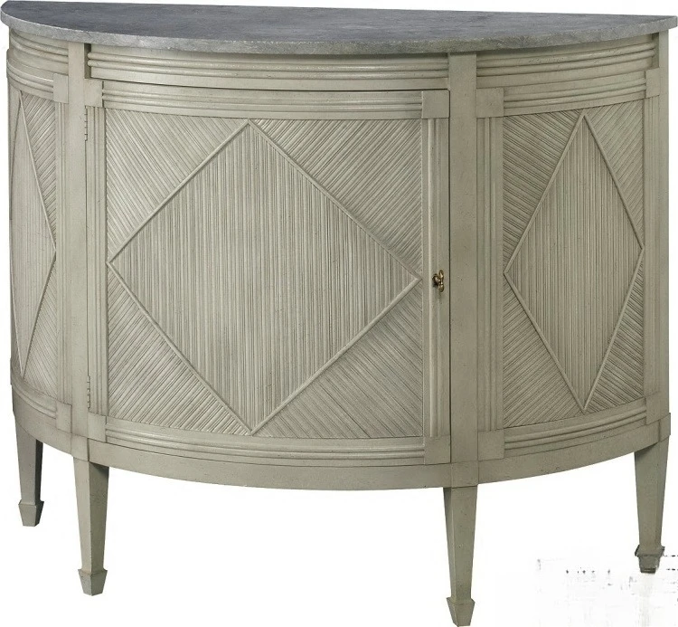 

American neoclassical curved entrance decoration cabinet solid wood carved storage European marble sideboar