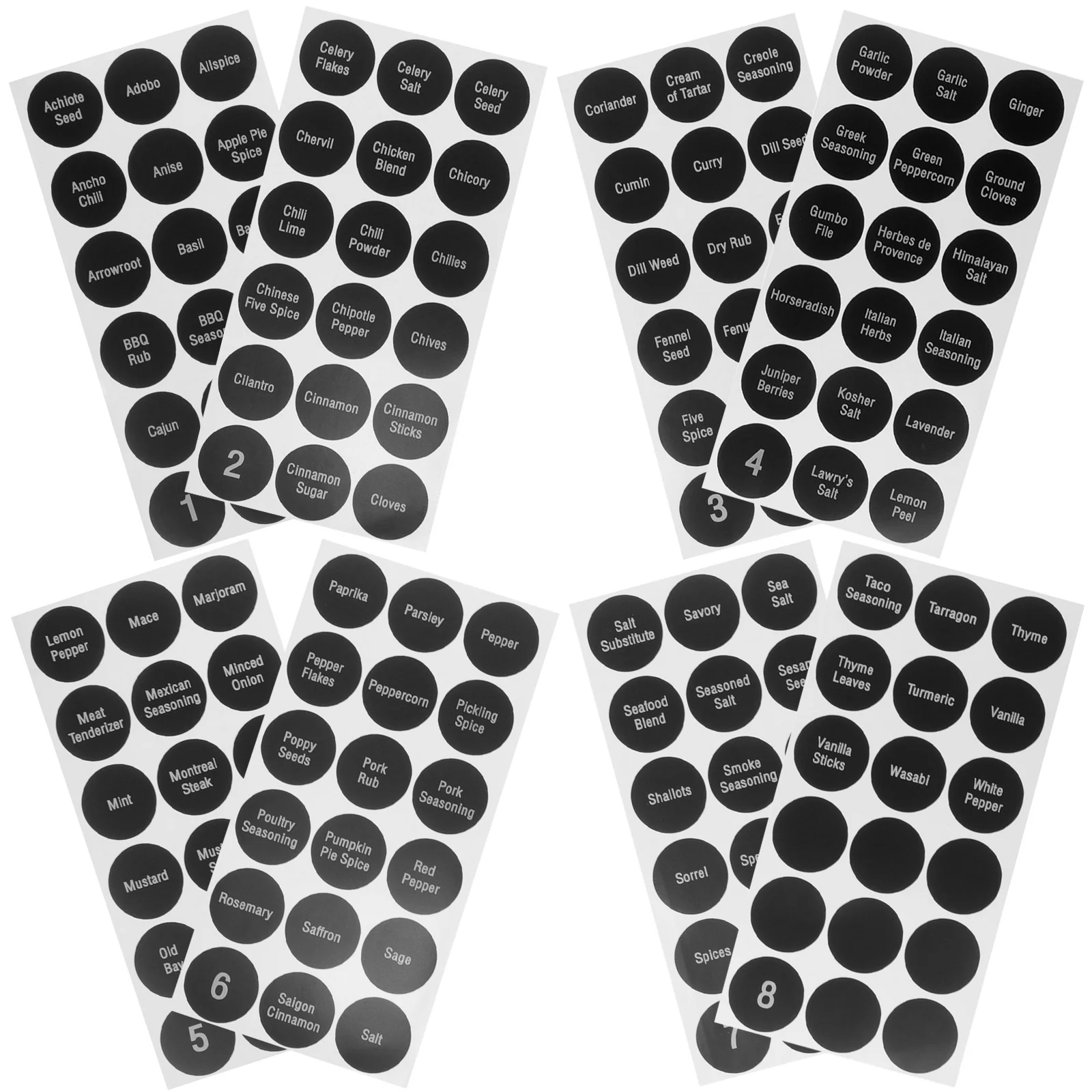 Condiment Bottle Stickers Label Classification Spice Jar Printed Labels Marking Round Self-adhesive Circle