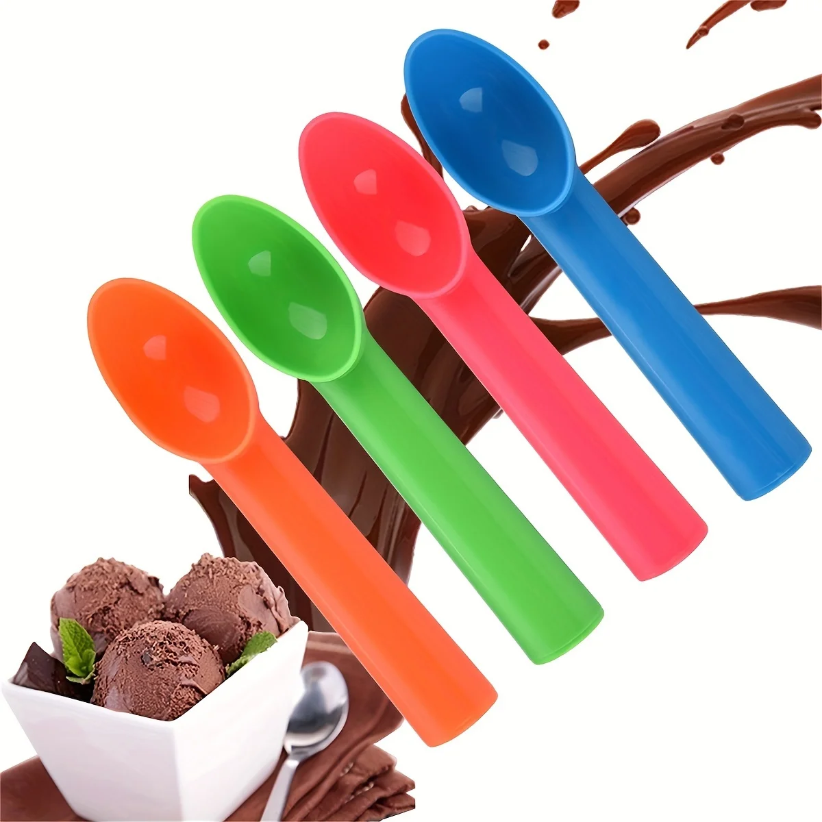 Cuchara para helado, cuchara para melón, cuchara de plástico para hornear, cuchara excavadora de helado con gatillo, cuchara para masa moderna, melón reutilizable