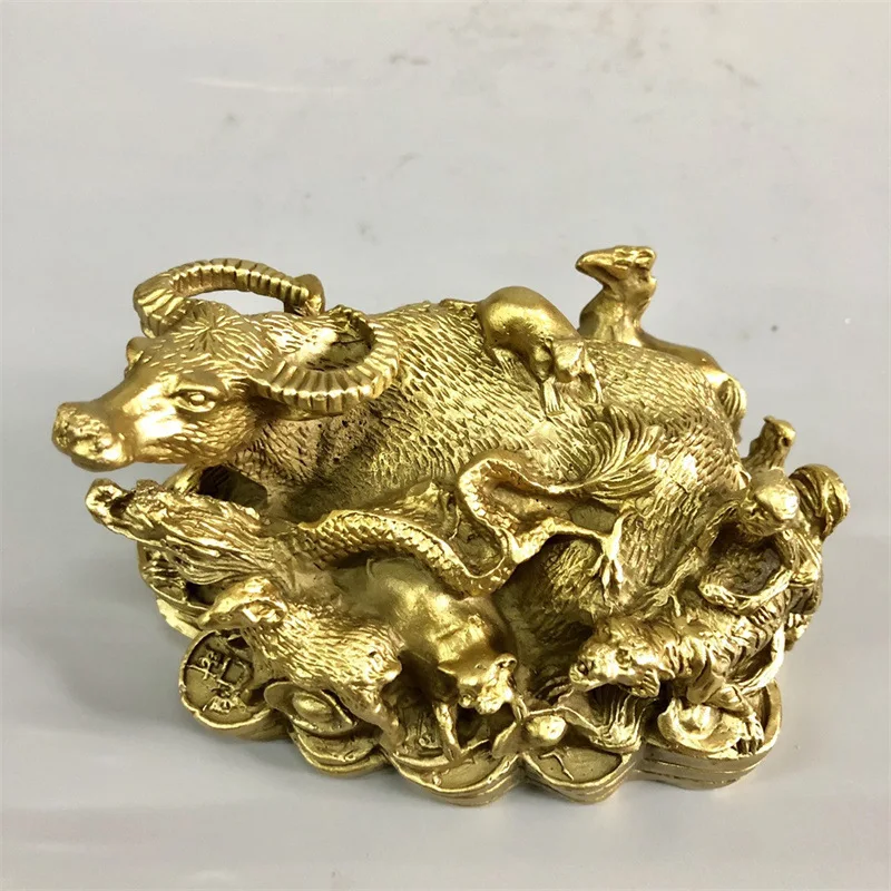 ornament, money bull, zodiac animal, brass decoration, home craft