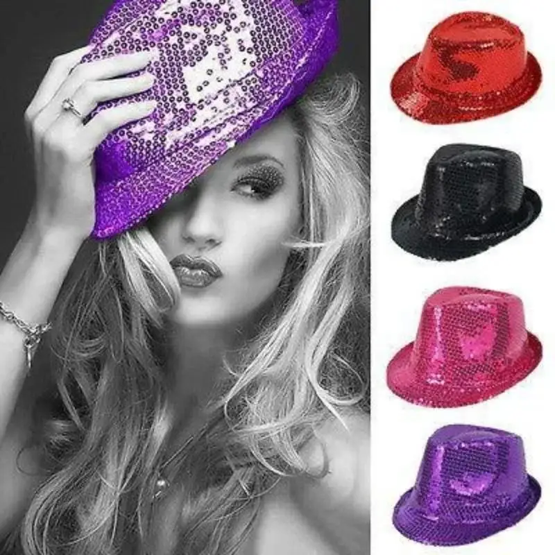 Stage Performance Sequined Hip-hop Hat Children's Day Dance Performance Jazz Hat Men And Women Festival Parties Sequined Top Hat
