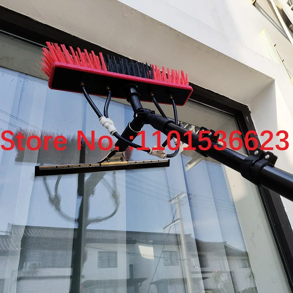 12FT/3.6M Window Glass Cleaning Telescopic Pole Type Photovoltaic Panel Cleaning Brush Water Spraying and Flushing