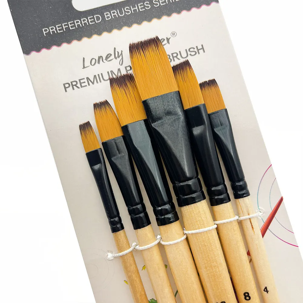 

6 Pcs Artists Flat Paint Brush Set, Nylon Hair Flat Paint Brushs for Watercolor, Acrylic Oil and Face Paint Brushes