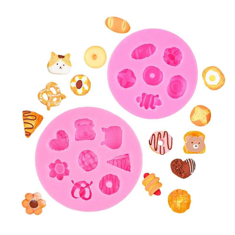 Mini Simulation Cookie Resin Silicone Mold Cute Miniatures Food Epoxy Casting Mold for DIY Resin Dollhouse Polymer Clay Mold