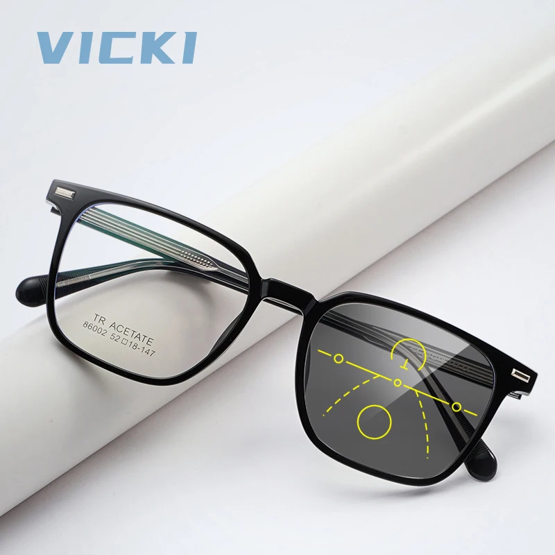 VICKI Women's Retro Classic Square-rimmed Glasses - Customizable Prescription Anti-blue Light Glasses - Multifocal MS86002
