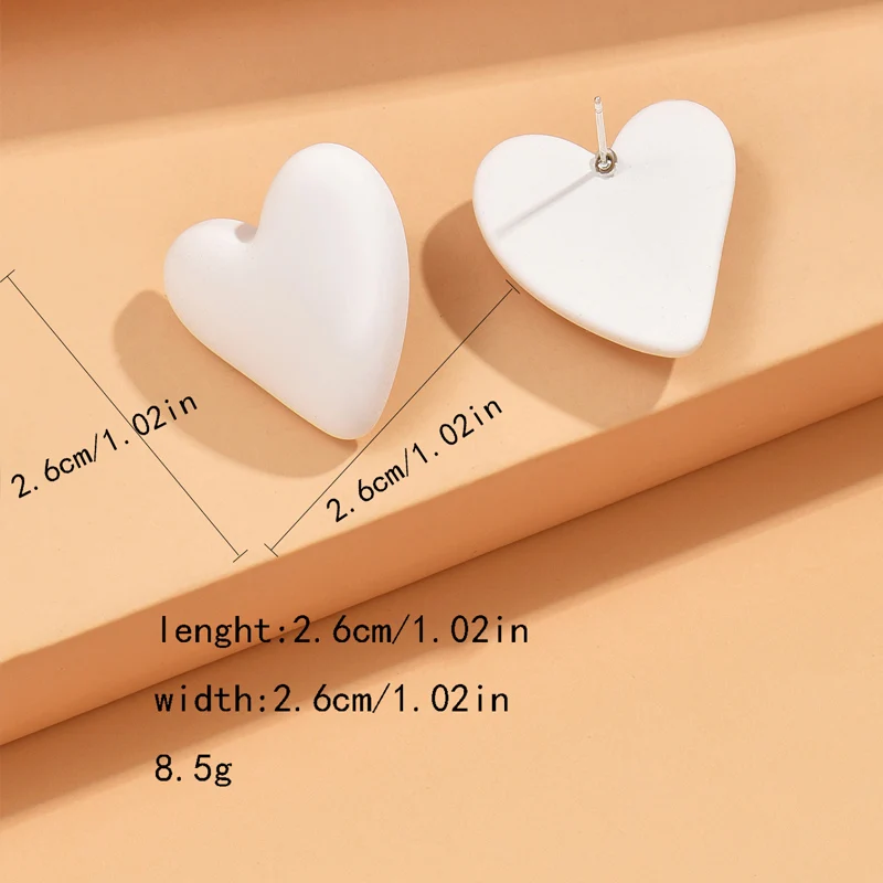 Koean Fashion Candy Color Acrylic Love Eardrop Simple Design Geometric Heart Party Jewelry Earrings Ear Studs All-match EarStuds