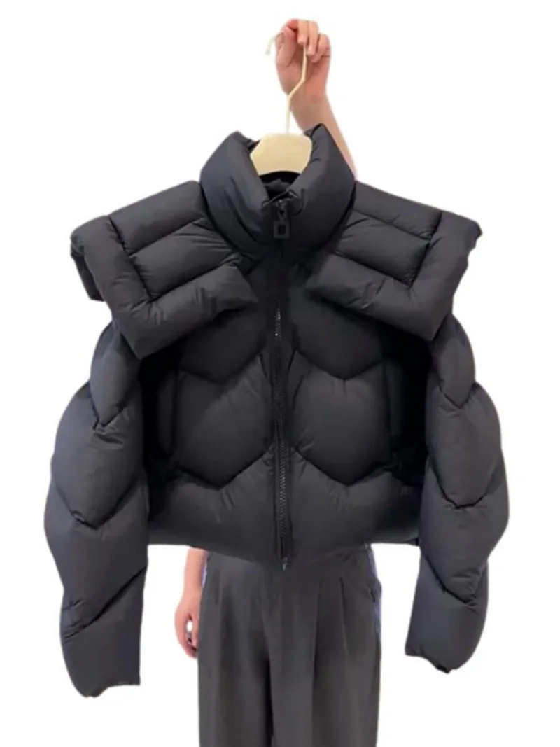 Shpmishal Winter Design Fashionable and Premium Cotton Jacket Thick Loose Casual Black Short Coat Female Clothing