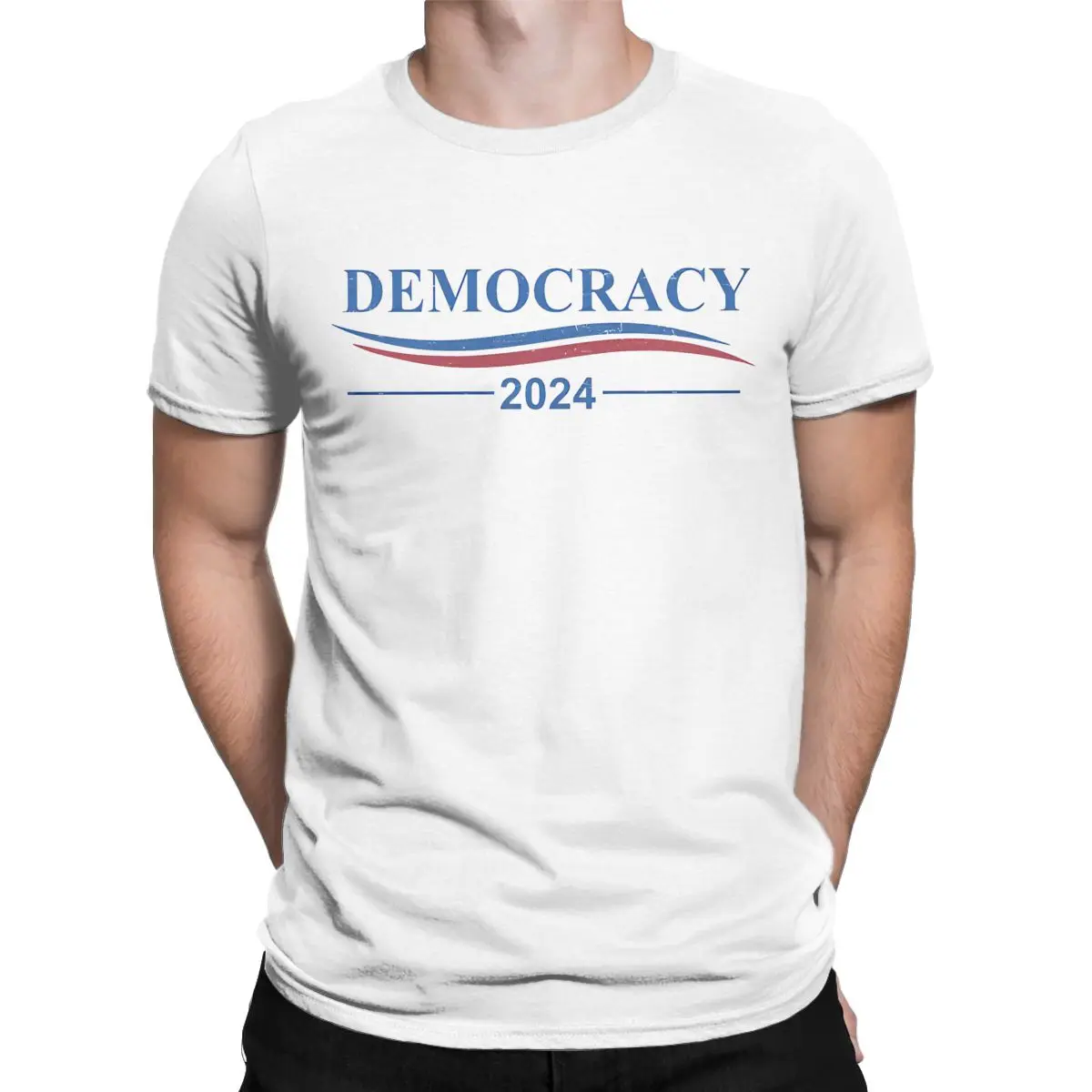 Save Democracy 2024 Men T Shirts America Usa Save America Vintage Tees Short Sleeve Round Neck T-Shirt 100% Cotton Classic