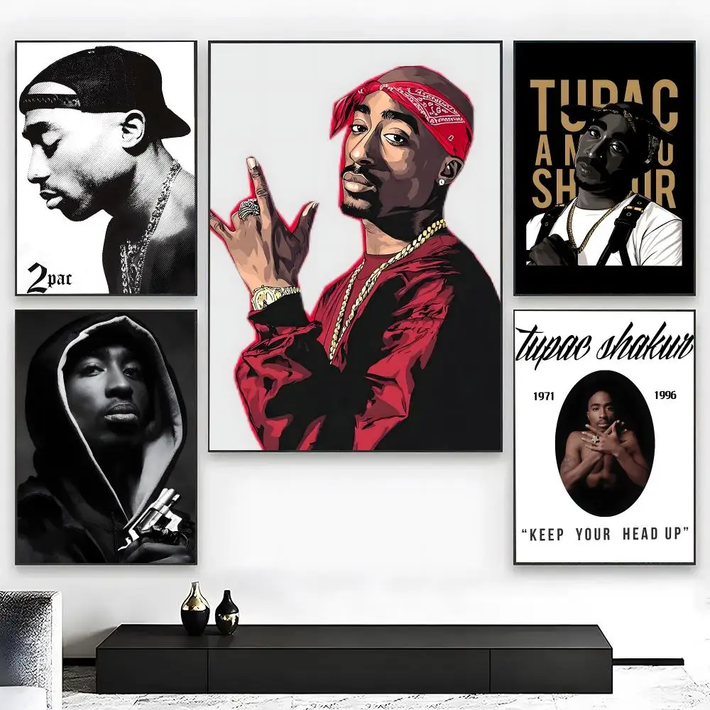 Rapper T-Tupac Shakur Poster Wall Art Print Removable Water-Resistant Home Decor For Bedroom Apartment Gift