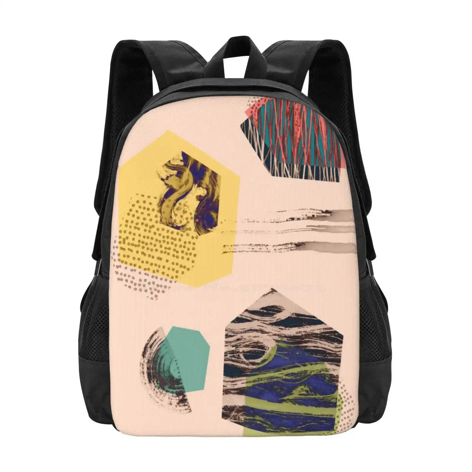 Rocks 3 New Arrivals Unisex Bags Student Bag Backpack Japanese Zen Garden Textures Block Shapes Overlapping