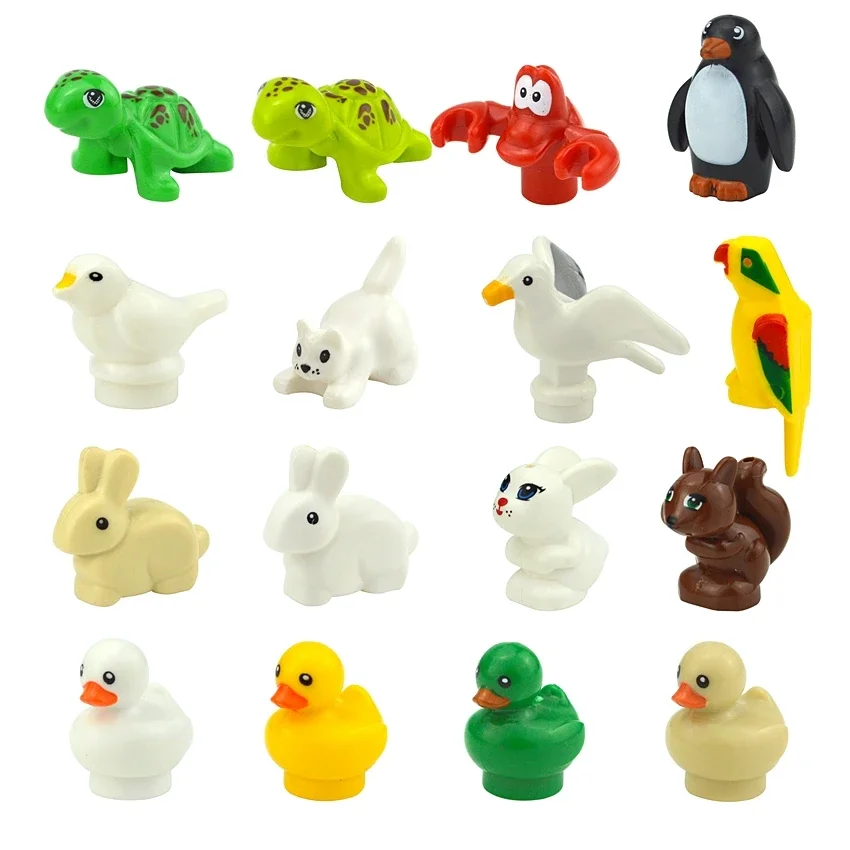 Creative DIY Model cute little Animal MOC Brick Building Blocks Pet Zoo Dog Duck Tortoise Penguin Cat Pig Bird Rabbit Toys