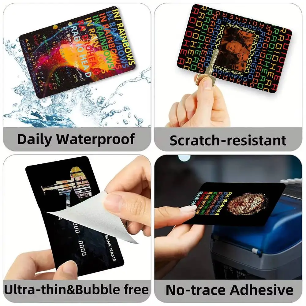R-Radiohead Band Rainbow Credit Card HD Stickers Game Card Decal Small Chip Waterproof Sticker Gift
