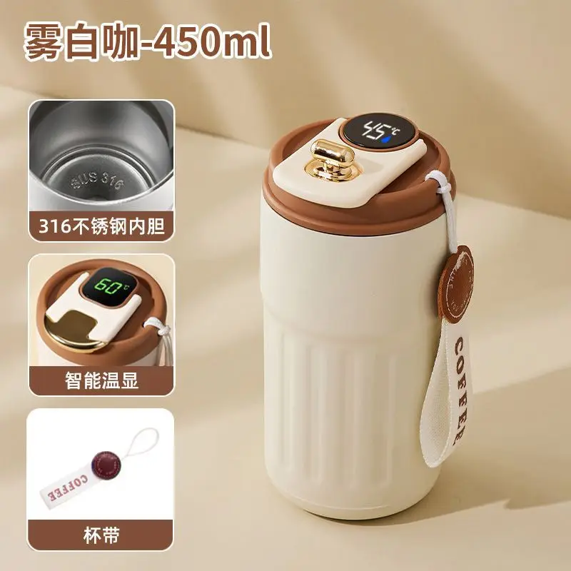 

Intelligent temperature display 316 stainless steel insulated cup, men's and women's coffee cup, portable and simple water cup