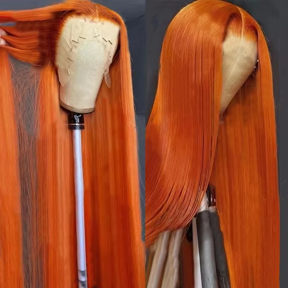 350 Orange Ginger Water Boon Straight Remy Human Hair Wigs 30 34 Inch Pre Plucked 13x4 HD Lace Frontal 13x6 Lace Front Wig For Women