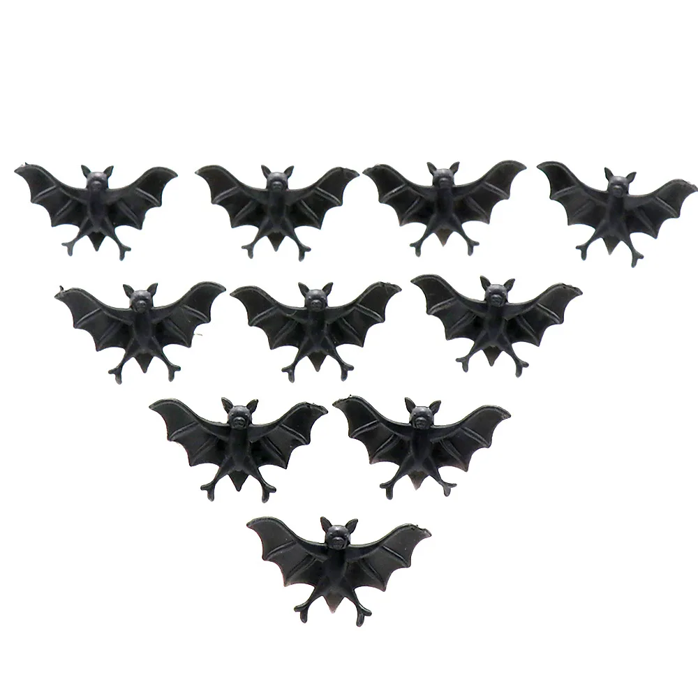 10/20PCS Halloween Black Bat Ring Toy Novelty Trick Prank Novelty Joke Toy Halloween Party Masquerade Props Supplies Decoration