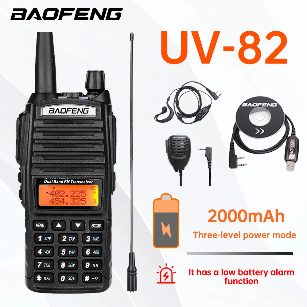 1PC Baofeng UV-82 VHF UHF High Power Handheld Vox Radio Walki Talki UV-82 Talkie Walkie Baofeng Dual Band Professional