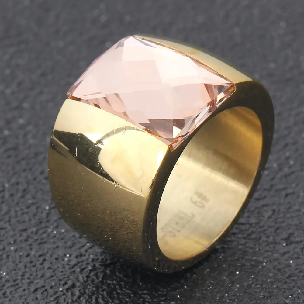 

Retro Fashion Stainless Steel Brushed Crystal Embedded Ring Women's Ring Elegant Court Finger Ring Cross-Border Jewelry