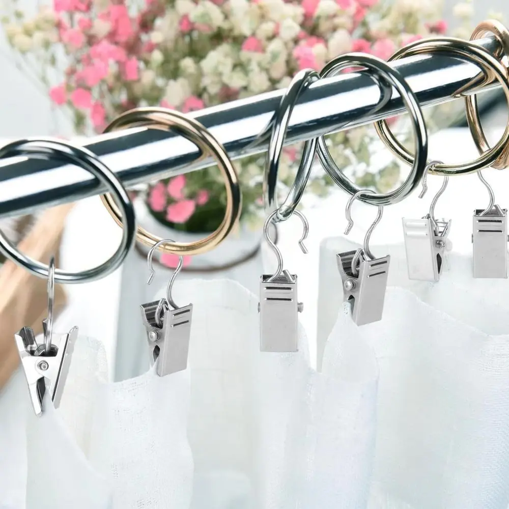 Heavy Duty Curtain Clips Hooks Stainless Steel Fasteners Anti Rust Drapery Hangers For Bedroom Bathroom Window Curtains