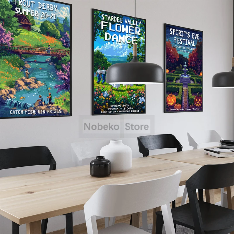 Classics Video Game Stardew Valley Poster Stardew Valley Event Prints Canvas Painting Pixel Wall Art Pictures Home Room Decor