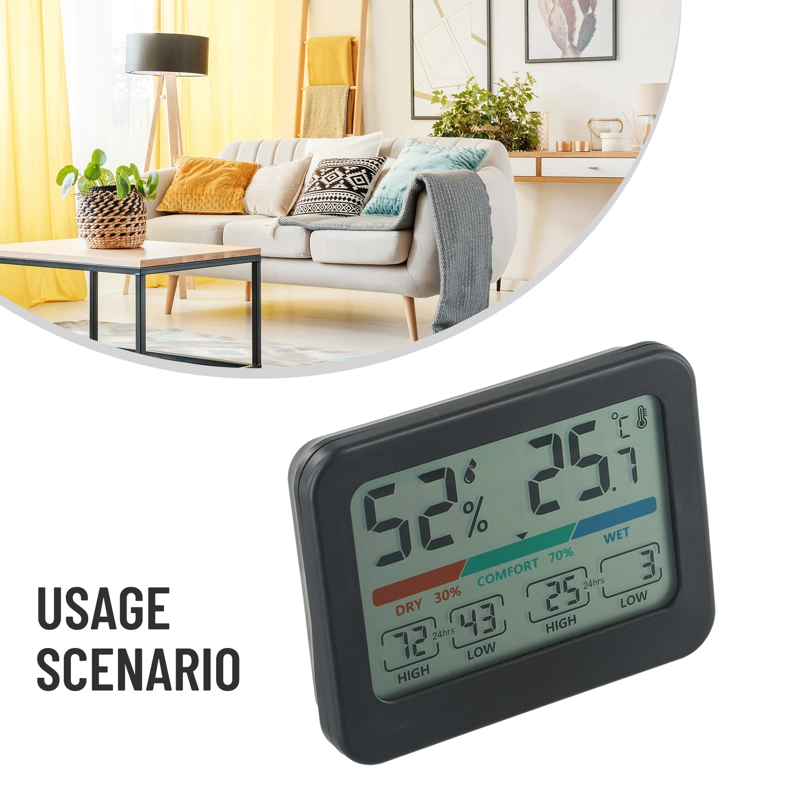 Indoor Temperature and Humidity Monitor Compact Digital Thermometer with Clear LCD Display and Comfort Indicators