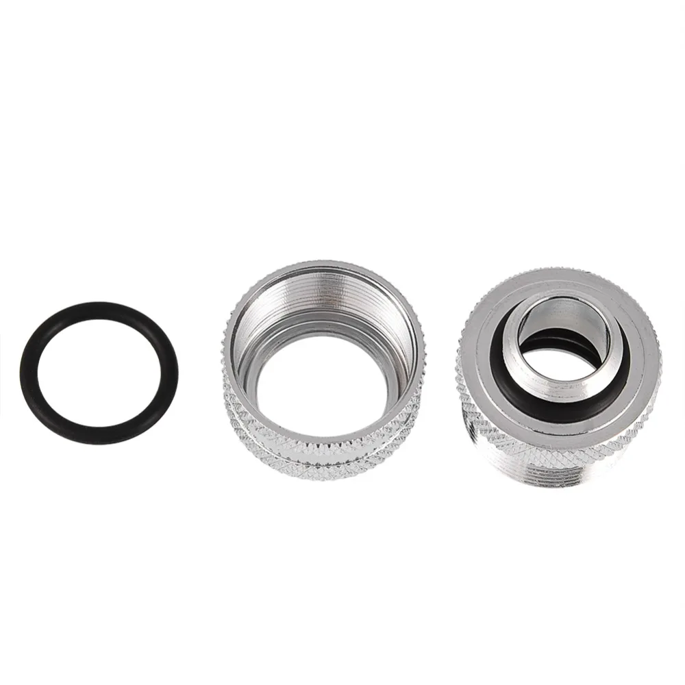 

2PCS G1/4 Compression Fitting OD 14MM Silver/Black Pass-Through Fittings Extender Connector Computer Water Cooling