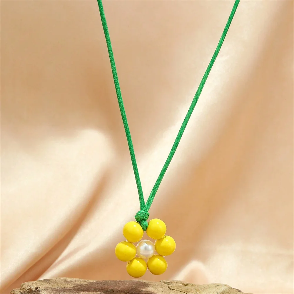 1set Colorful Beaded Floral Necklace Suitable For Casual Vacation Beach Party Holiday Gift image 3