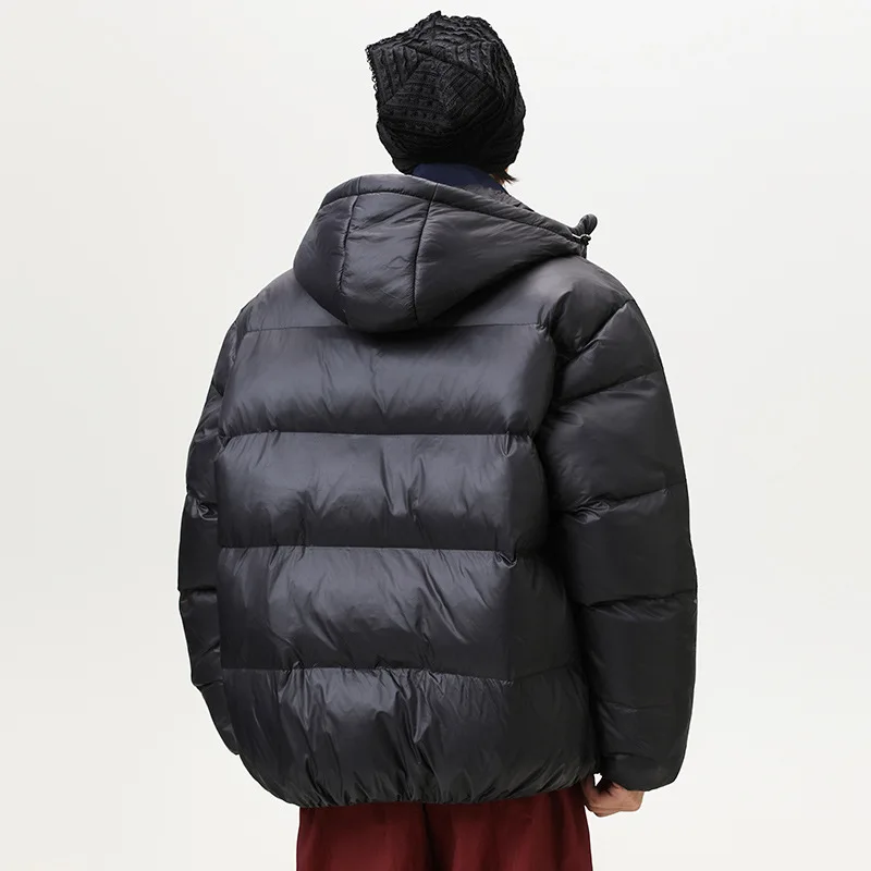 الرجال سترة الشتاء بسيطة بلون مقنعين سستة الذكور أسفل ملابس خارجية رشاقته الباردة واقية فضفاضة تنوعا في الهواء الطلق معطف رجل