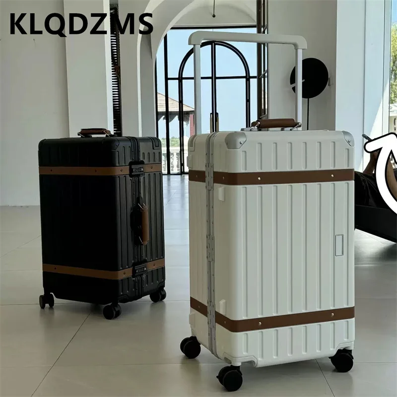

KLQDZMS 20"24"26Inch Men's Suitcase PC Boarding Box Students Aluminum Frame Trolley Case Women's Carry-on Travel Luggage Bag