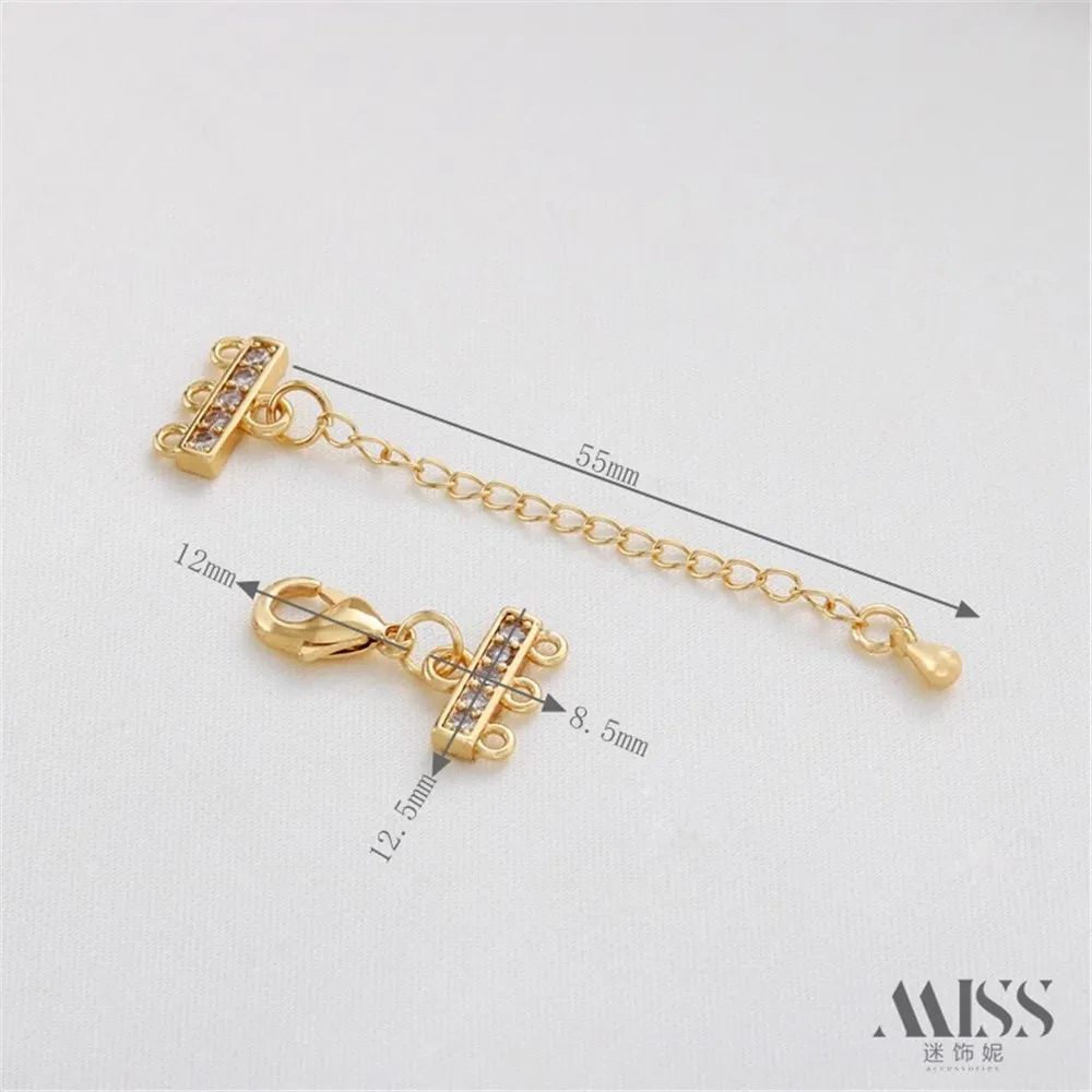 14K Bag of Gold Three-row Fringed Hanging End Connection Extension Chain DIY Pearl Bracelet Tail Chain Jewelry Accessories