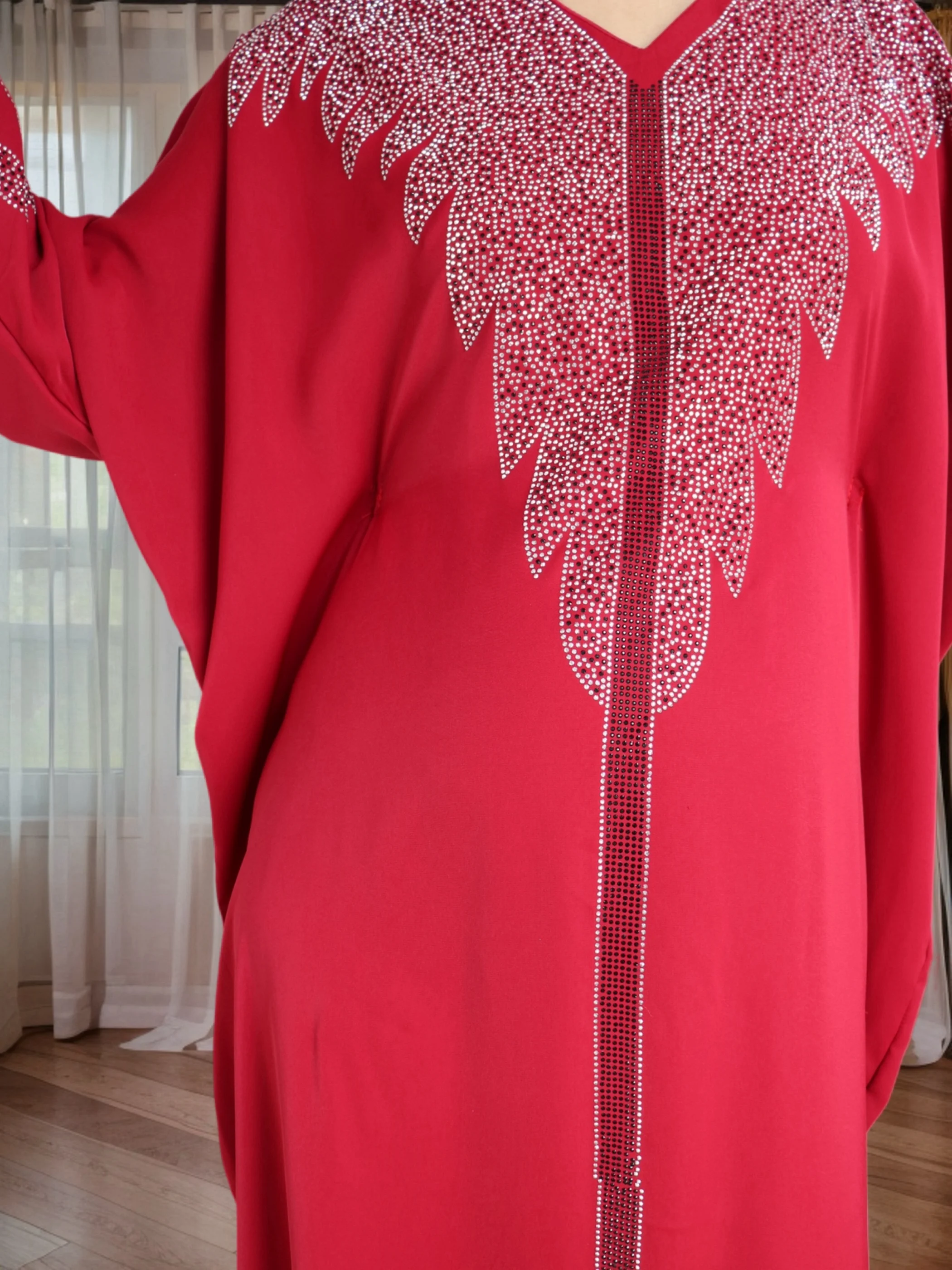 فستان سهرة Dashiki أنيق للنساء - فستان أنيق لحفلات الزفاف الأفريقية قفطان أنقرة من حجر الراين