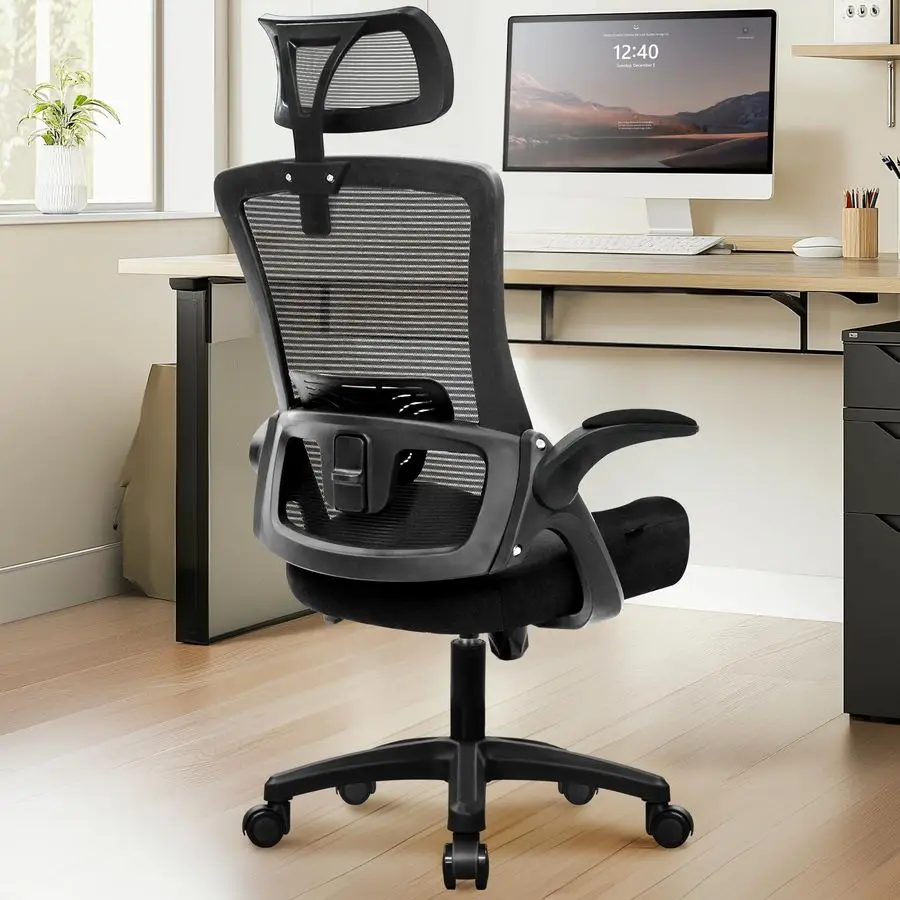 Ergonomic Office Desk Chair High Back Computer Gaming Mesh Chair with Comfy Task Adjustable Arms Lumbar Support Headrest Swivel