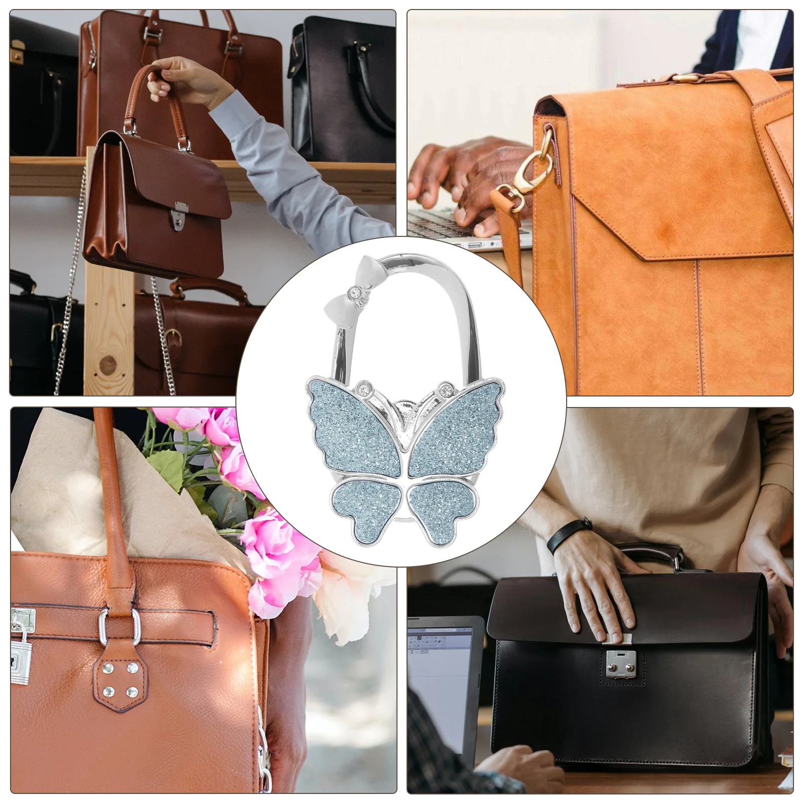 

Plastic Holder Handbag Hanger Desk Table Alloy Matte White Foldable Office Women Bag Clasps Luggage Portable Hook